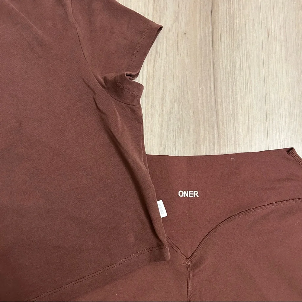Oner Active Soft Motion Straight Leg + Cotton Tee Brown Set - Picture 8 of 10